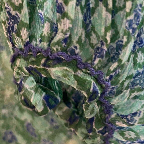 Poupette St. Barth Green and Blue Long Sleeve Dress - Picture 15 of 15